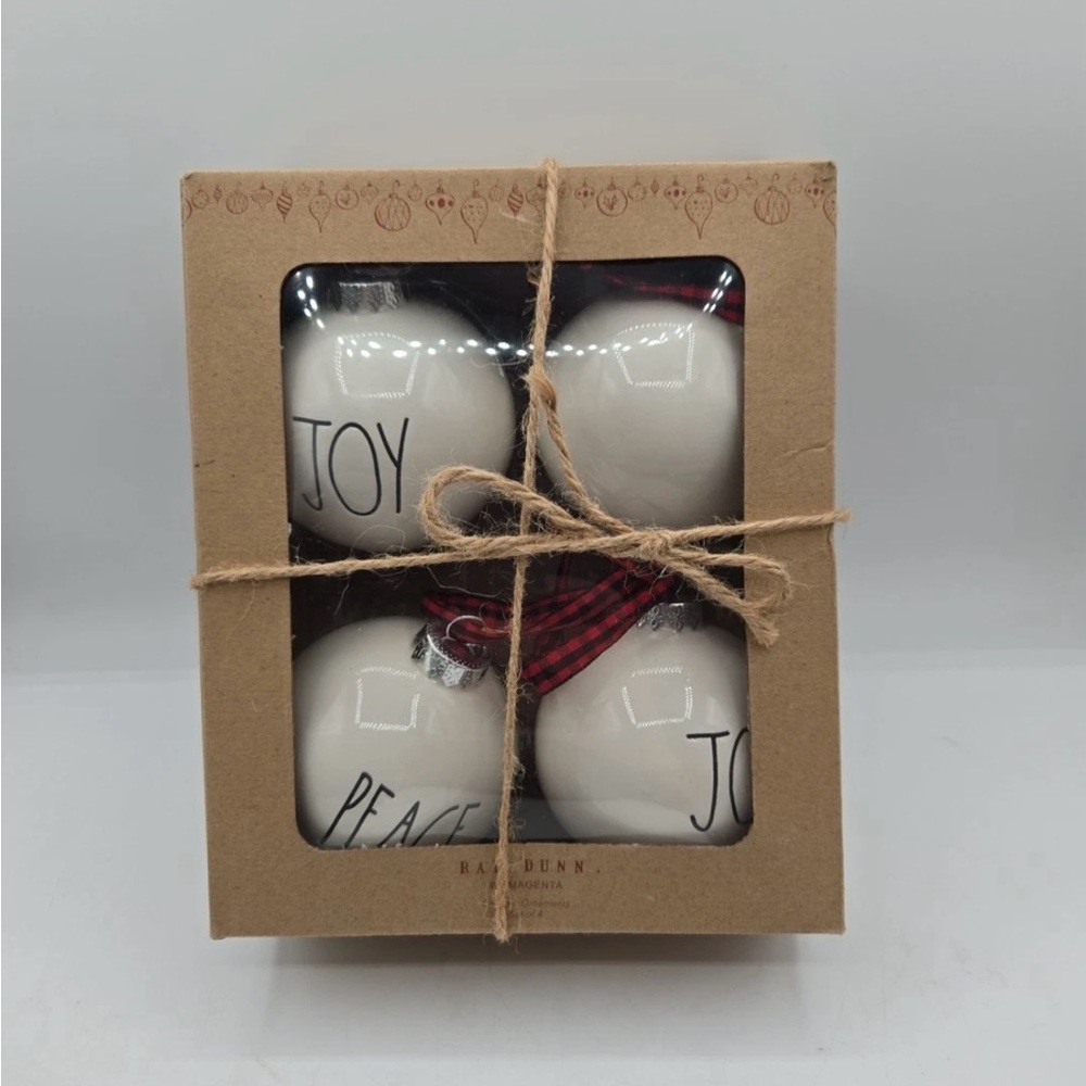 ***SOLD*** Rae Dunn Authentic Christmas Ornament 4-pack: CHEER, JOY, LOVE, PEACE